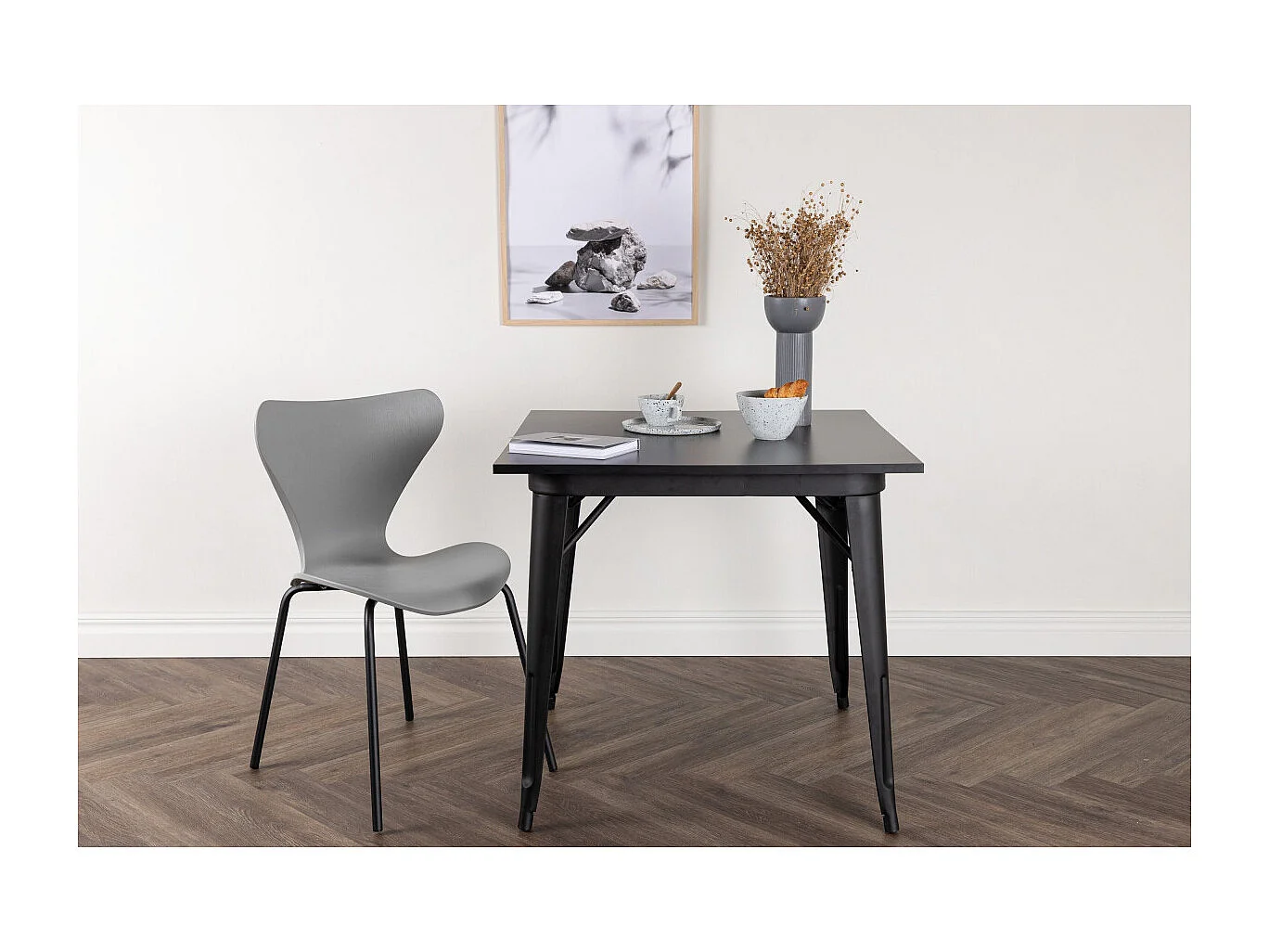 Table à Manger Carrée "Tempe" 80cm Noir