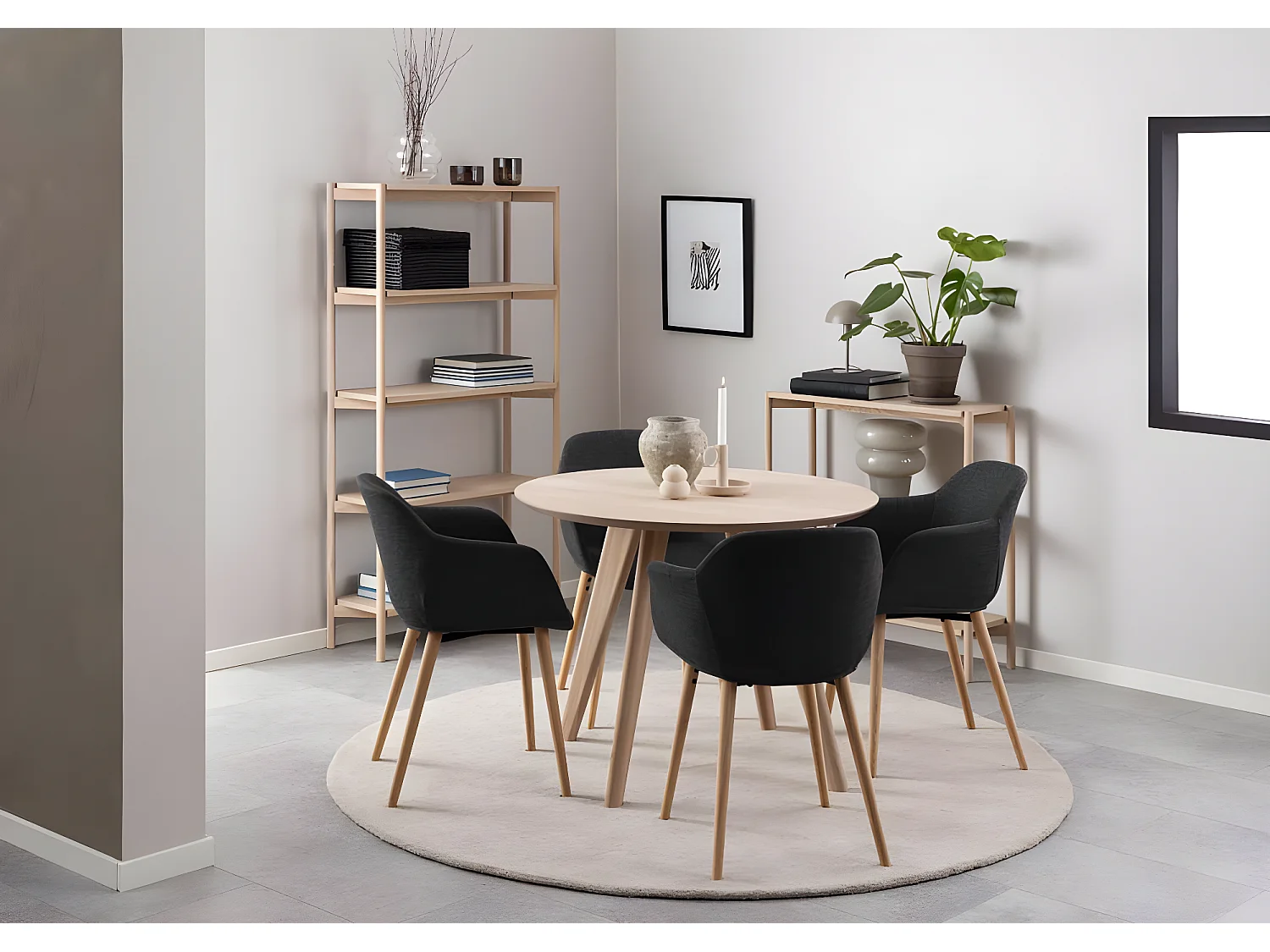 Townsville table de salle à manger Ø100cm plaqué chêne.