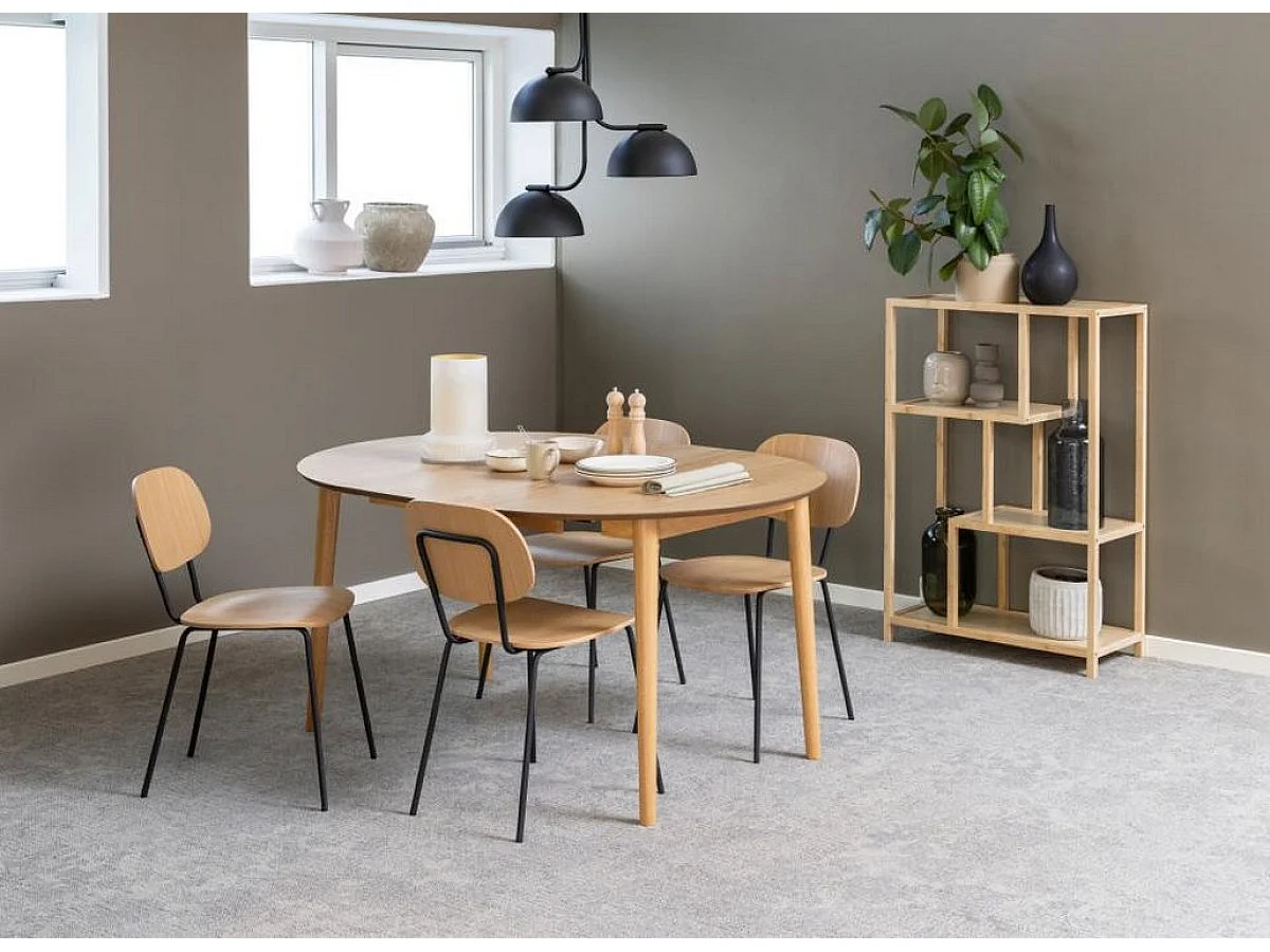 TIVOLI - Table ronde extensible en Chêne clair D115