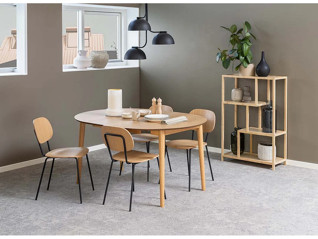 TIVOLI - Table ronde extensible en Chêne clair D115