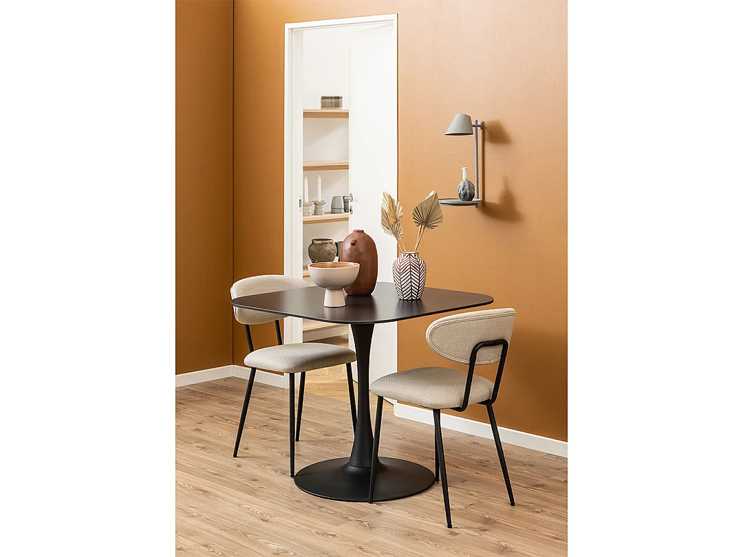 Kingston eetkamertafel 90x90cm zwart.