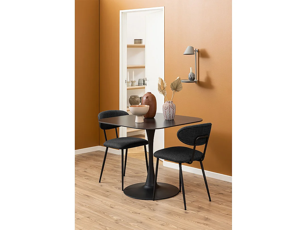 Kingston eetkamertafel 90x90cm zwart.