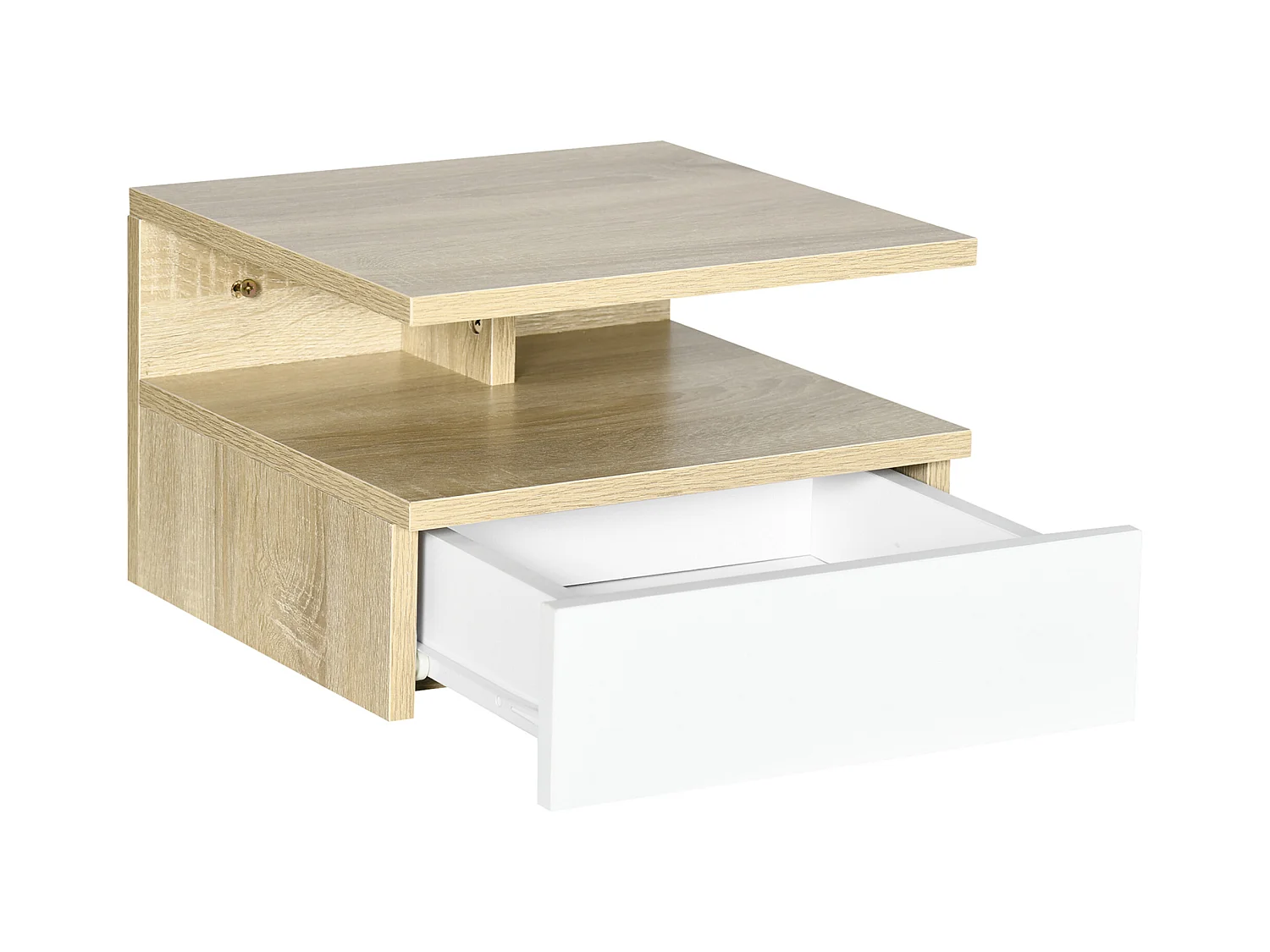 Mesillas de noche roble y blanco 35x32x22.5 cm HOMCOM