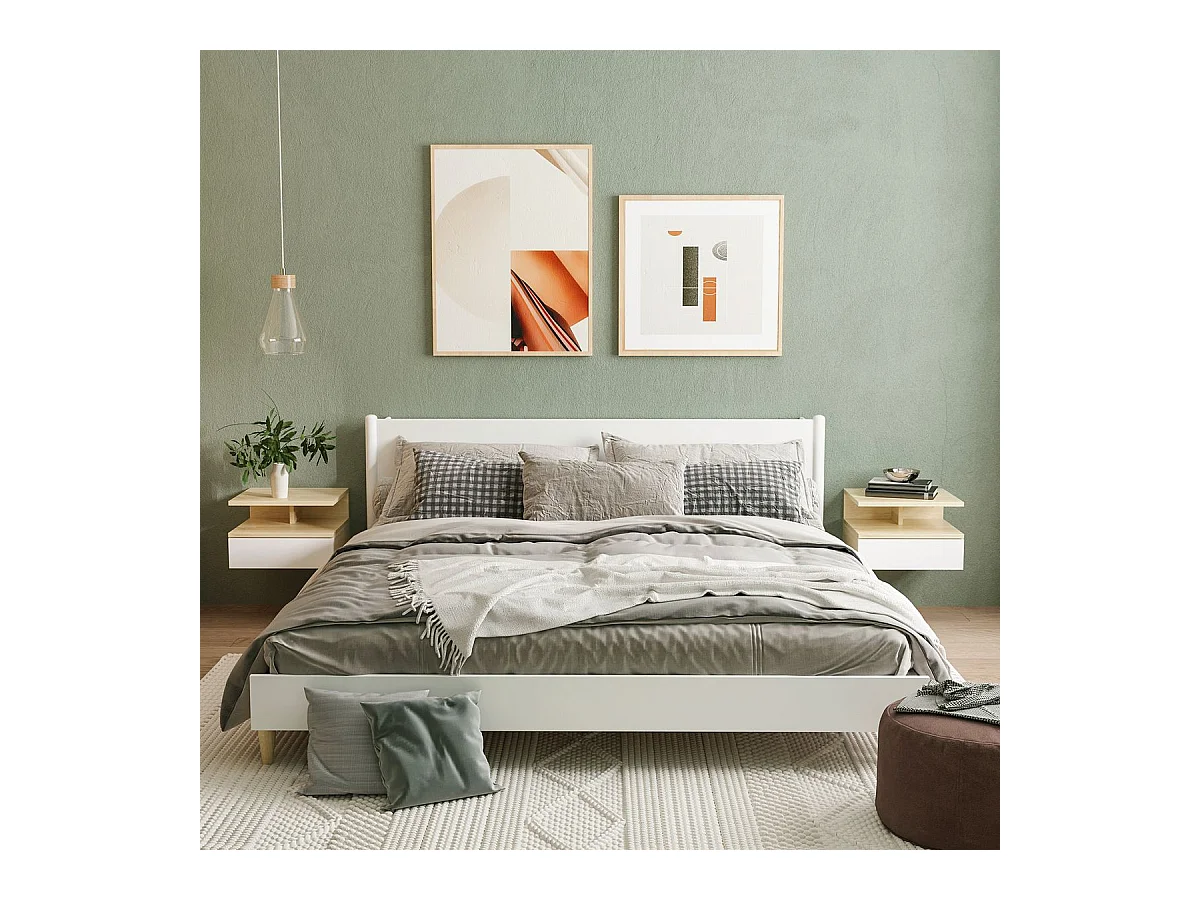 Mesillas de noche roble y blanco 35x32x22.5 cm HOMCOM