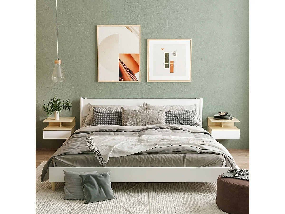 Mesillas de noche roble y blanco 35x32x22.5 cm HOMCOM