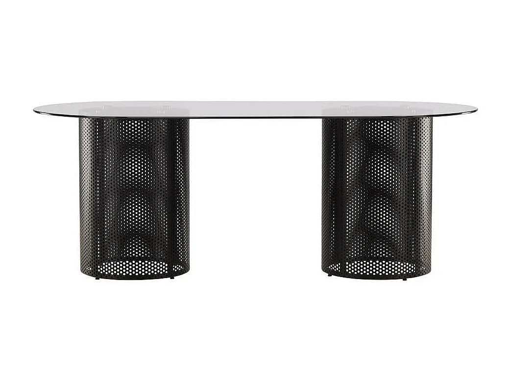 Glasgow Esstisch 100x200cm Glas schwarz.