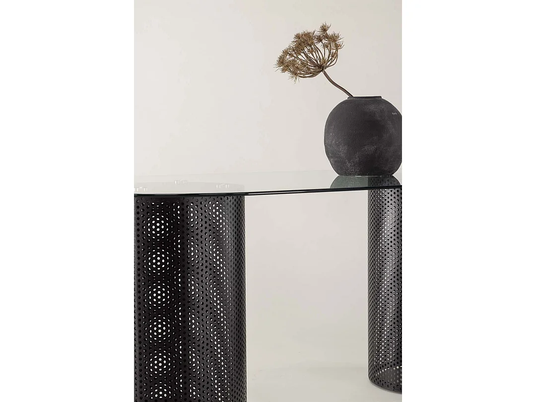 Glasgow Esstisch 100x200cm Glas schwarz.