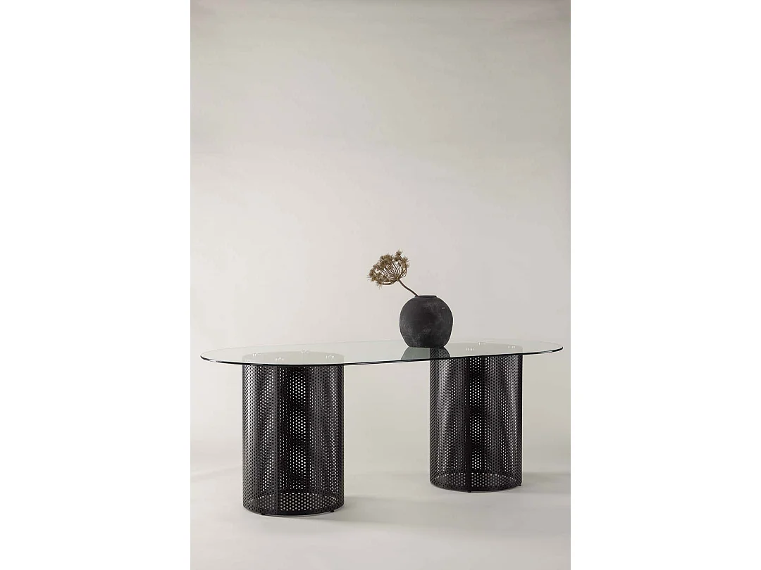 Glasgow Esstisch 100x200cm Glas schwarz.