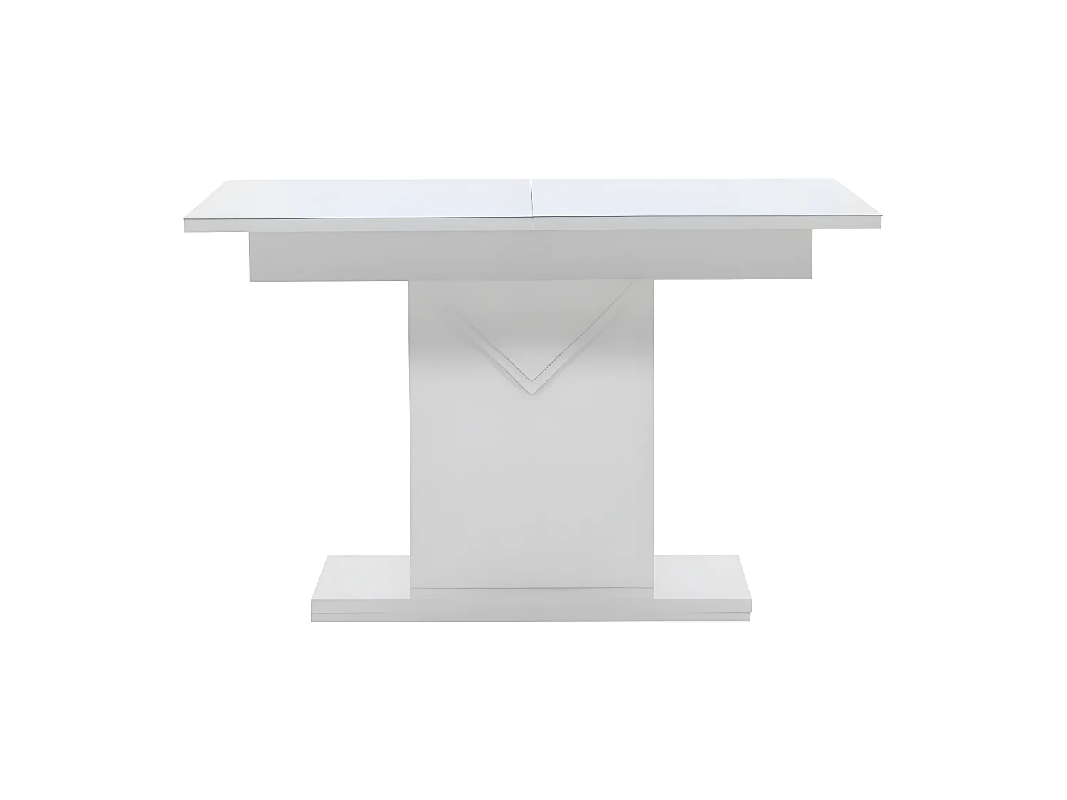 Pluto eetkamertafel 90x120cm, glas uittrekbaar met extra plaat wit.