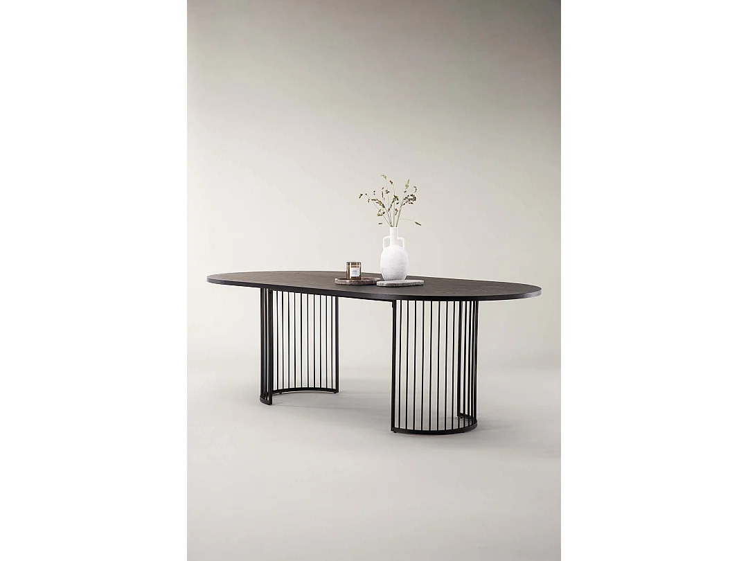 Table à Manger Ovale "Hamneskär" 220cm Noir