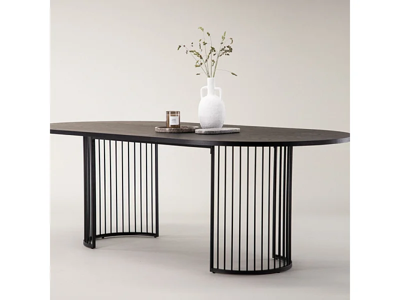 Table à Manger Ovale "Hamneskär" 220cm Noir