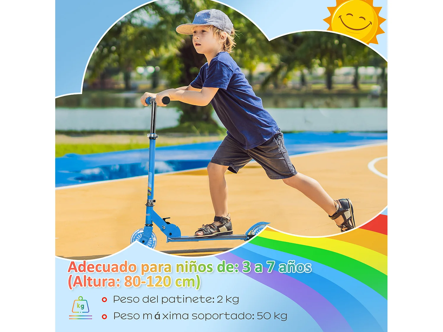 Patinete para niños azul 67x32x78 cm HOMCOM