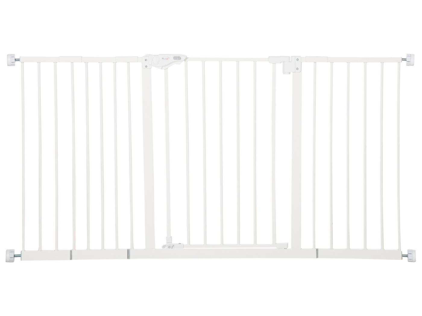 Barrera de seguridad perros con puerta PawHut 74-80x76,2 cm blanco