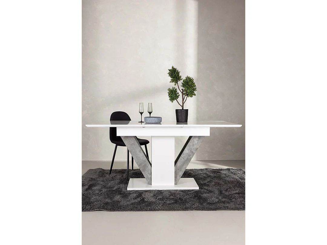 Disa Esstisch 80x120cm, mit Auszug mit Zusatzplatten weiß.