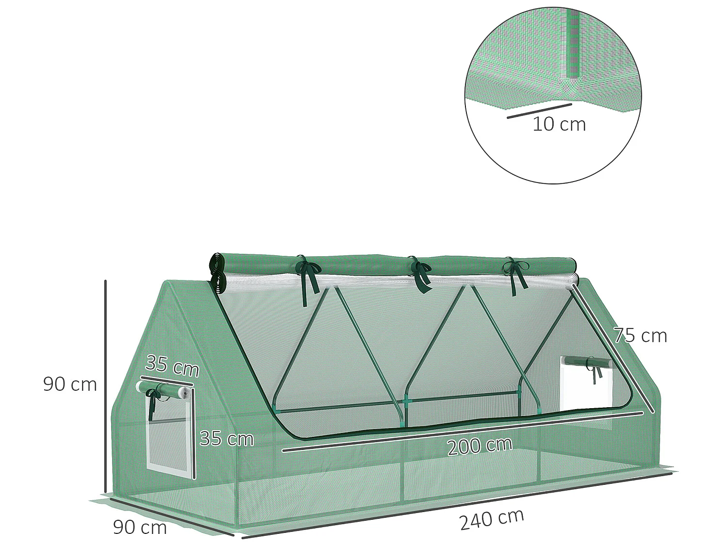 Mini invernadero verde 240x90x90 cm Outsunny
