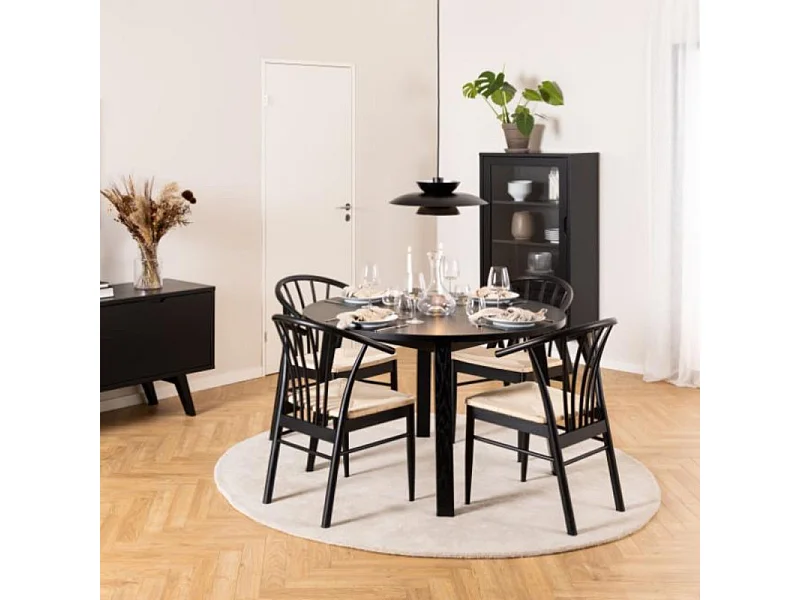 ALine table de salle à manger Ø120cm préparé pour des plaques supplémentaires noir.