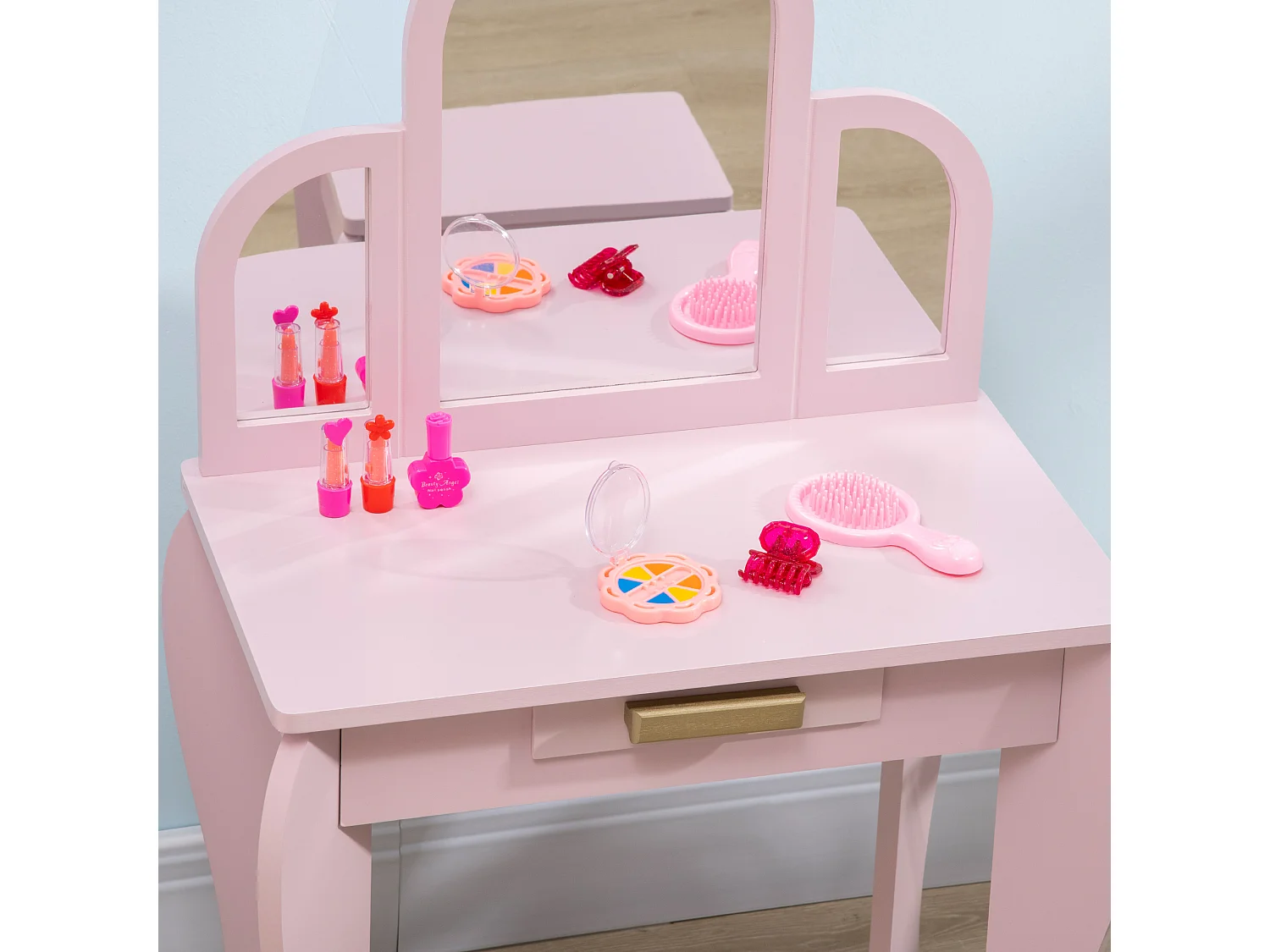 Tocador para niños rosa 52x32x85 cm HOMCOM