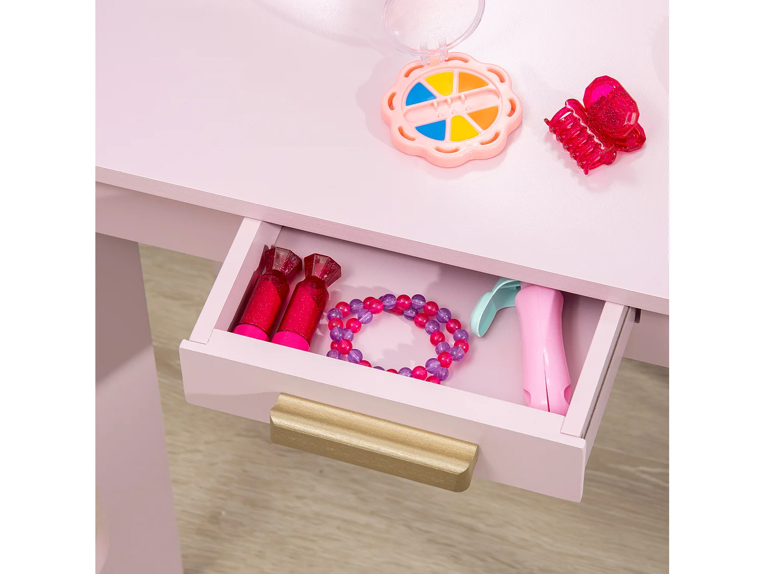 Tocador para niños rosa 52x32x85 cm HOMCOM