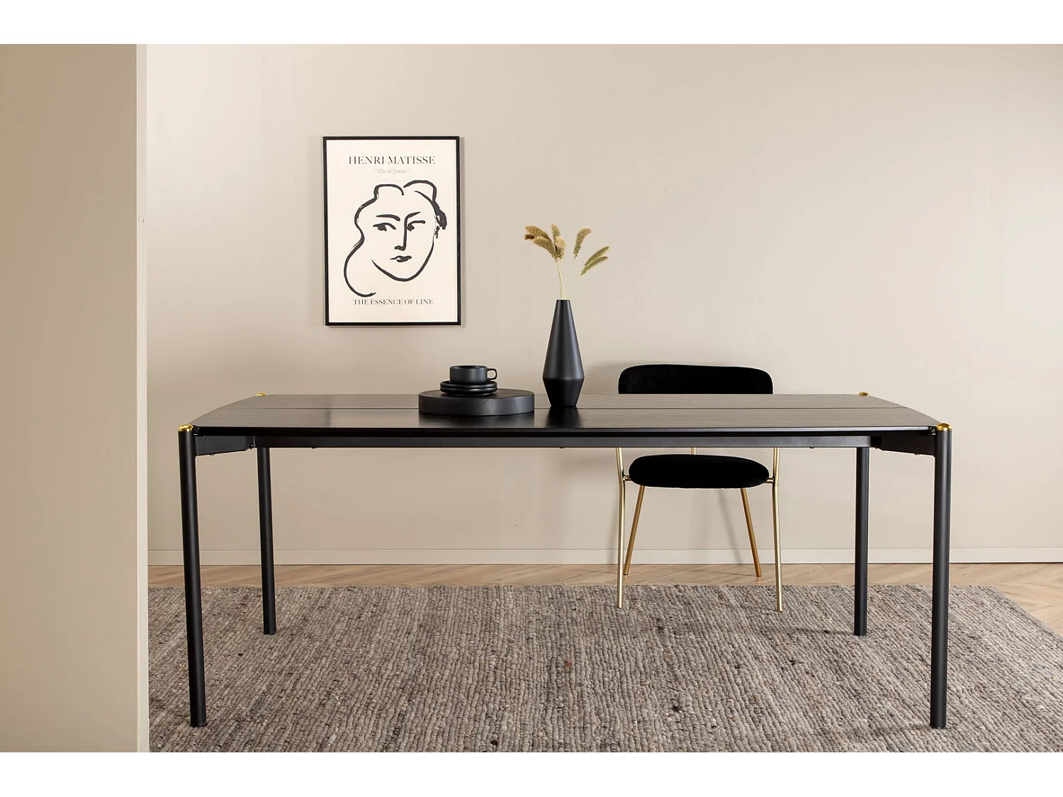 Pelle eetkamertafel 90x190cm zwart.