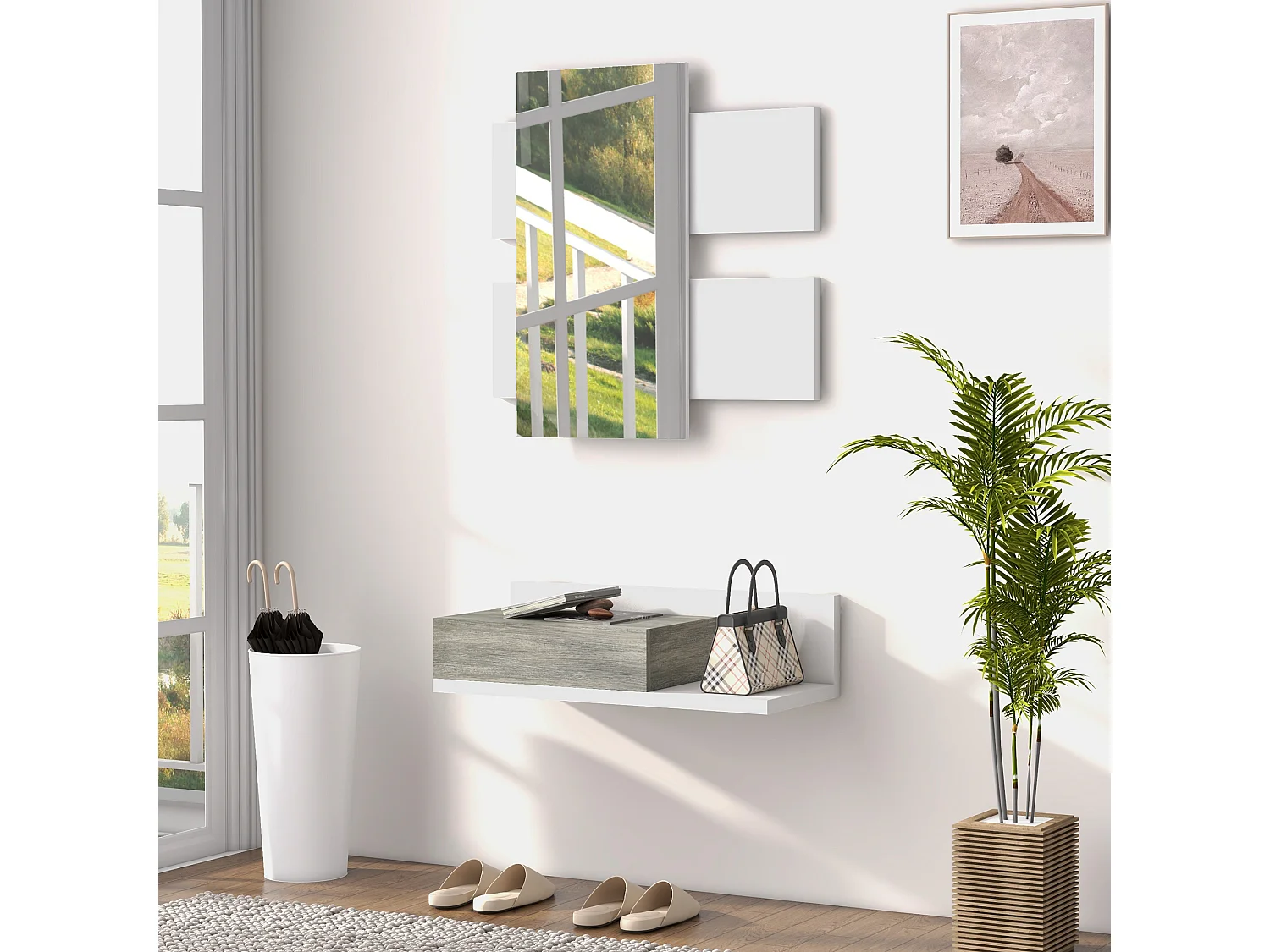 Muebles de pasillo blanco 75x3.5x75 cm HOMCOM