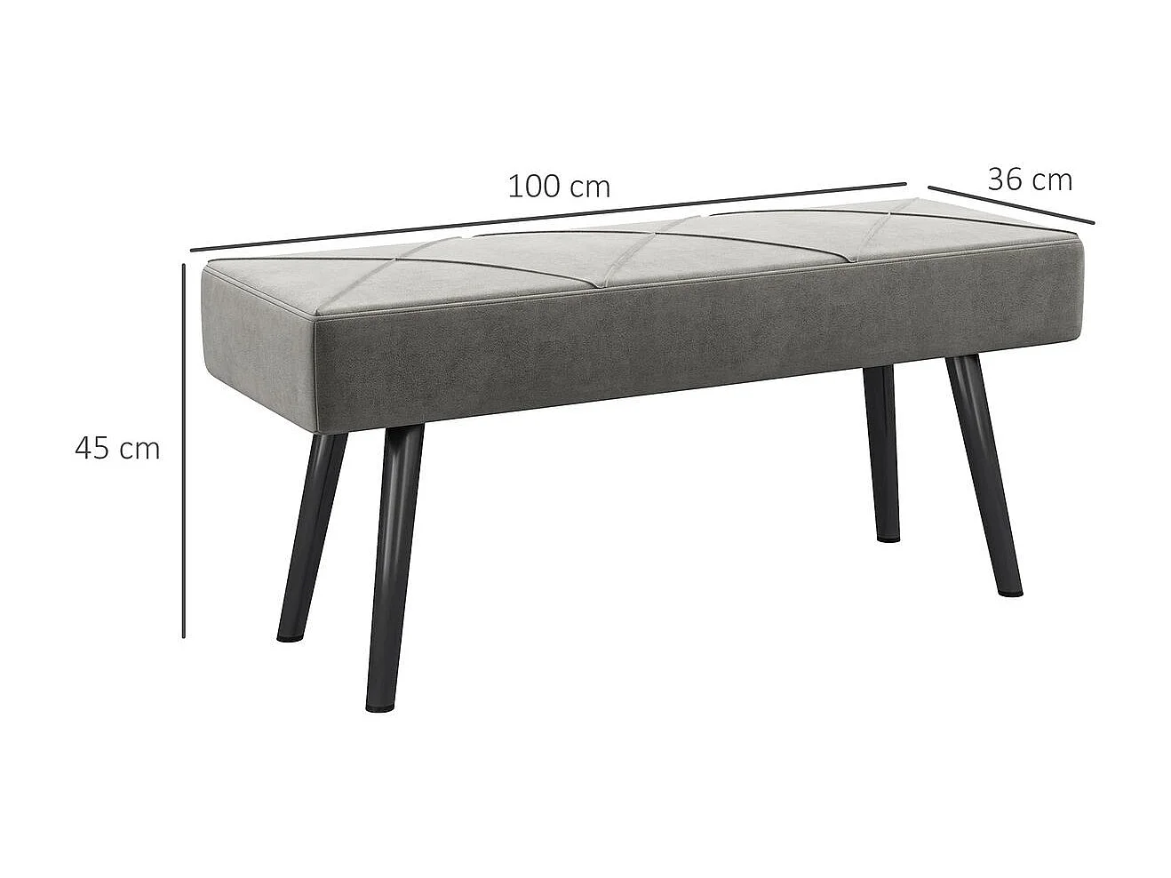Banco de cama gris 100x36x45 cm HOMCOM