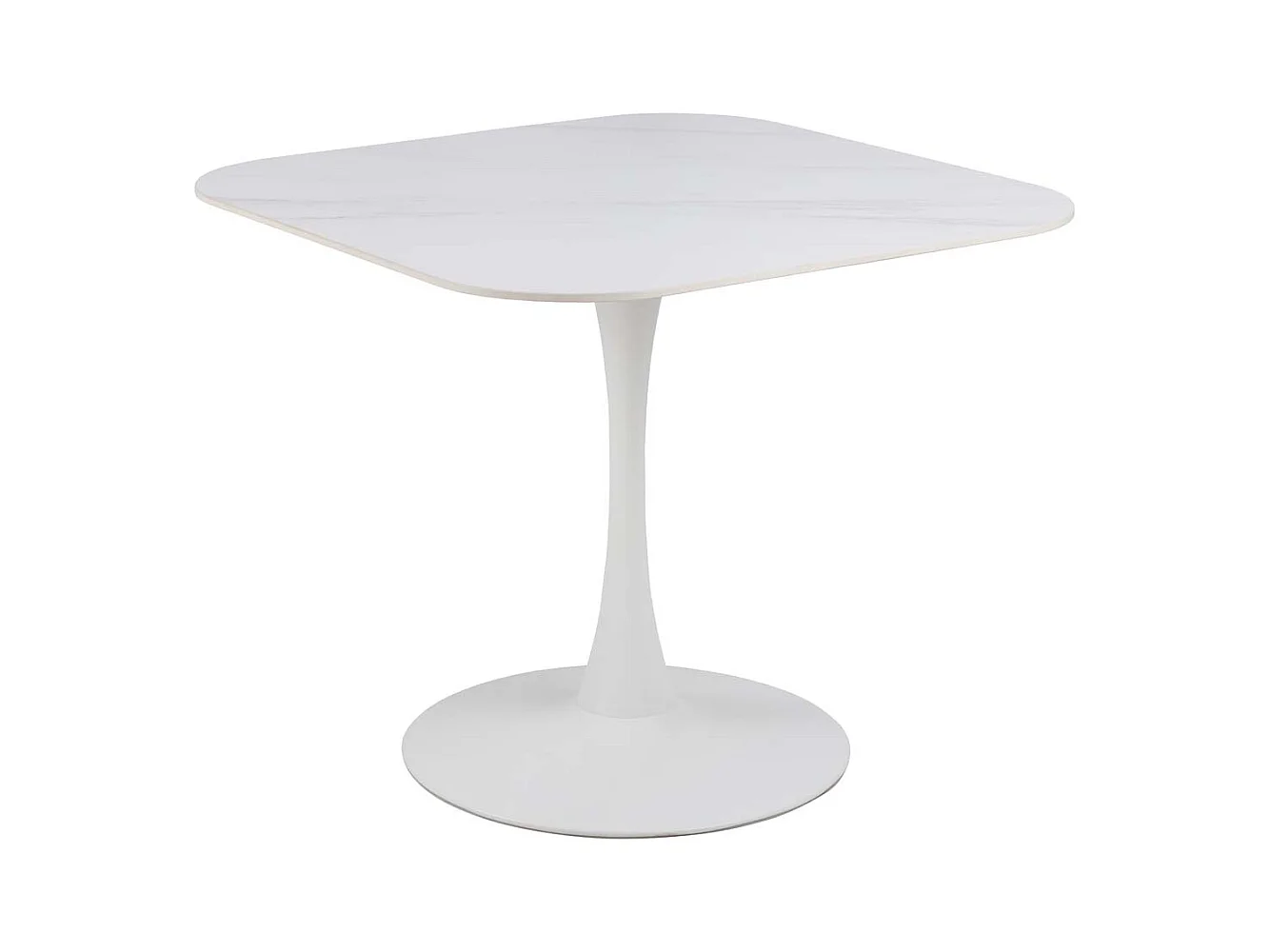 Malta table de salle à manger 90x90cm céramique blanc.