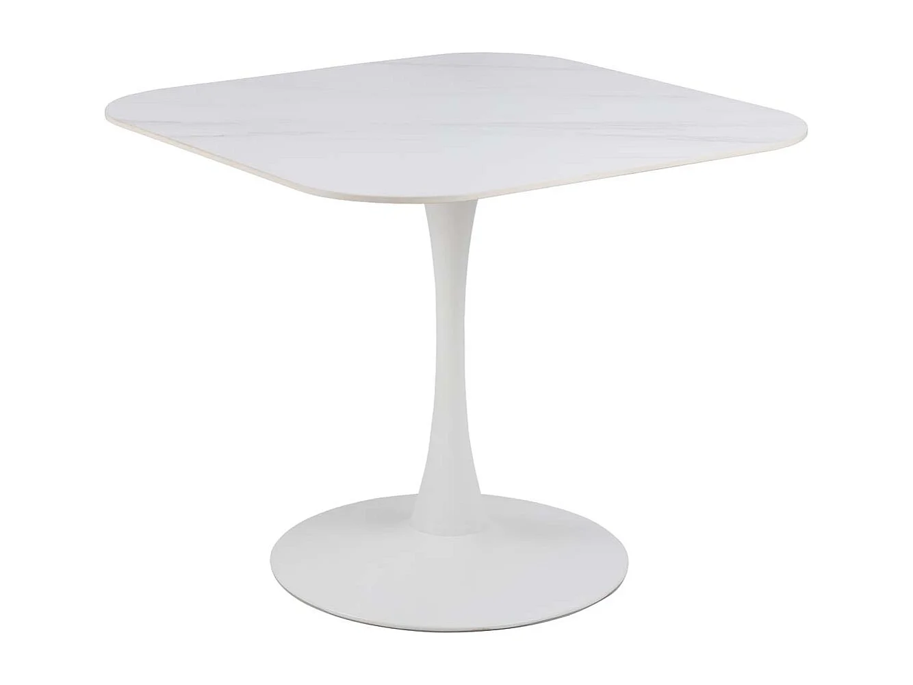 Malta table de salle à manger 90x90cm céramique blanc.