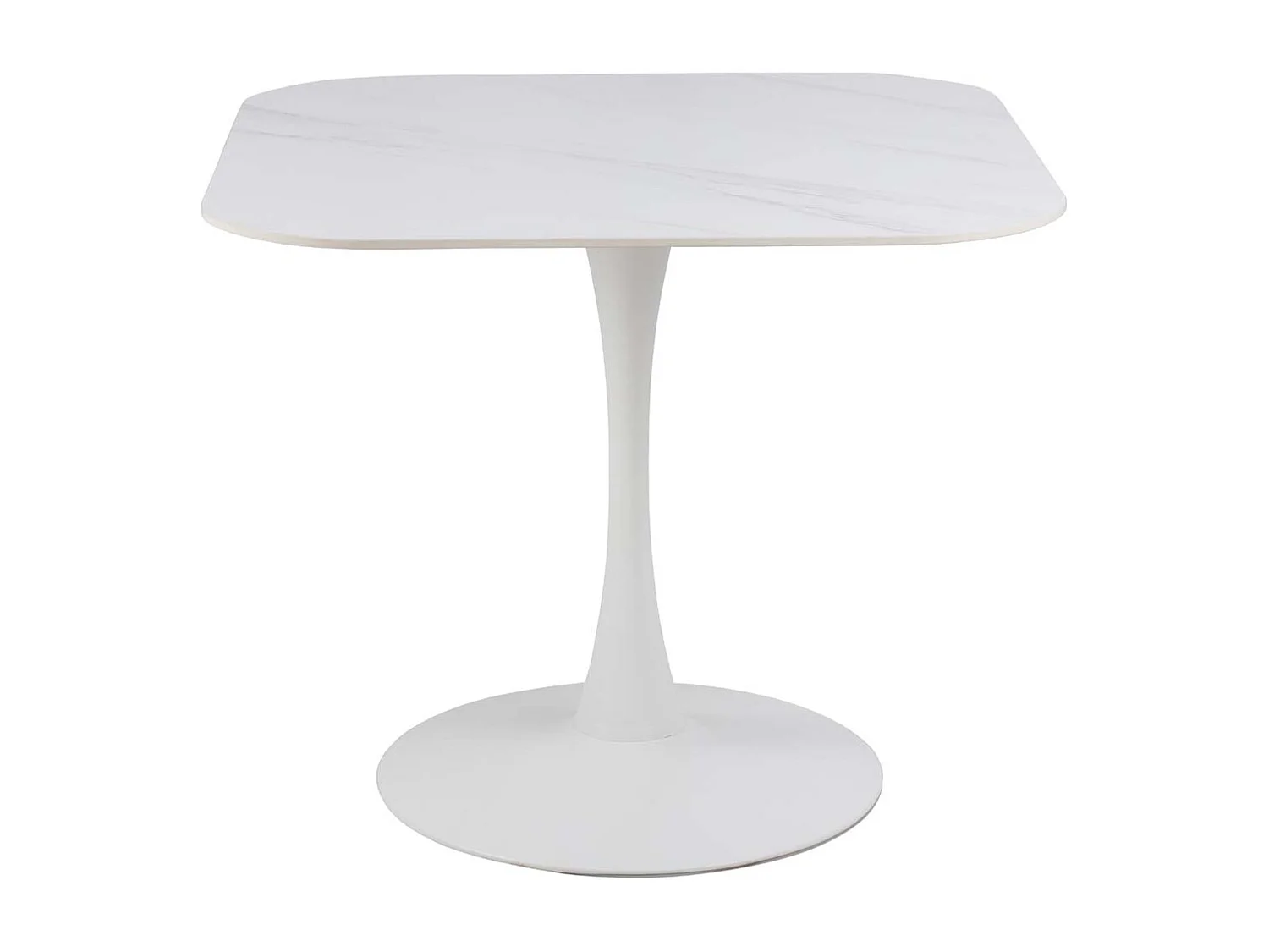 Malta table de salle à manger 90x90cm céramique blanc.