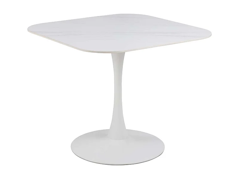 Malta table de salle à manger 90x90cm céramique blanc.