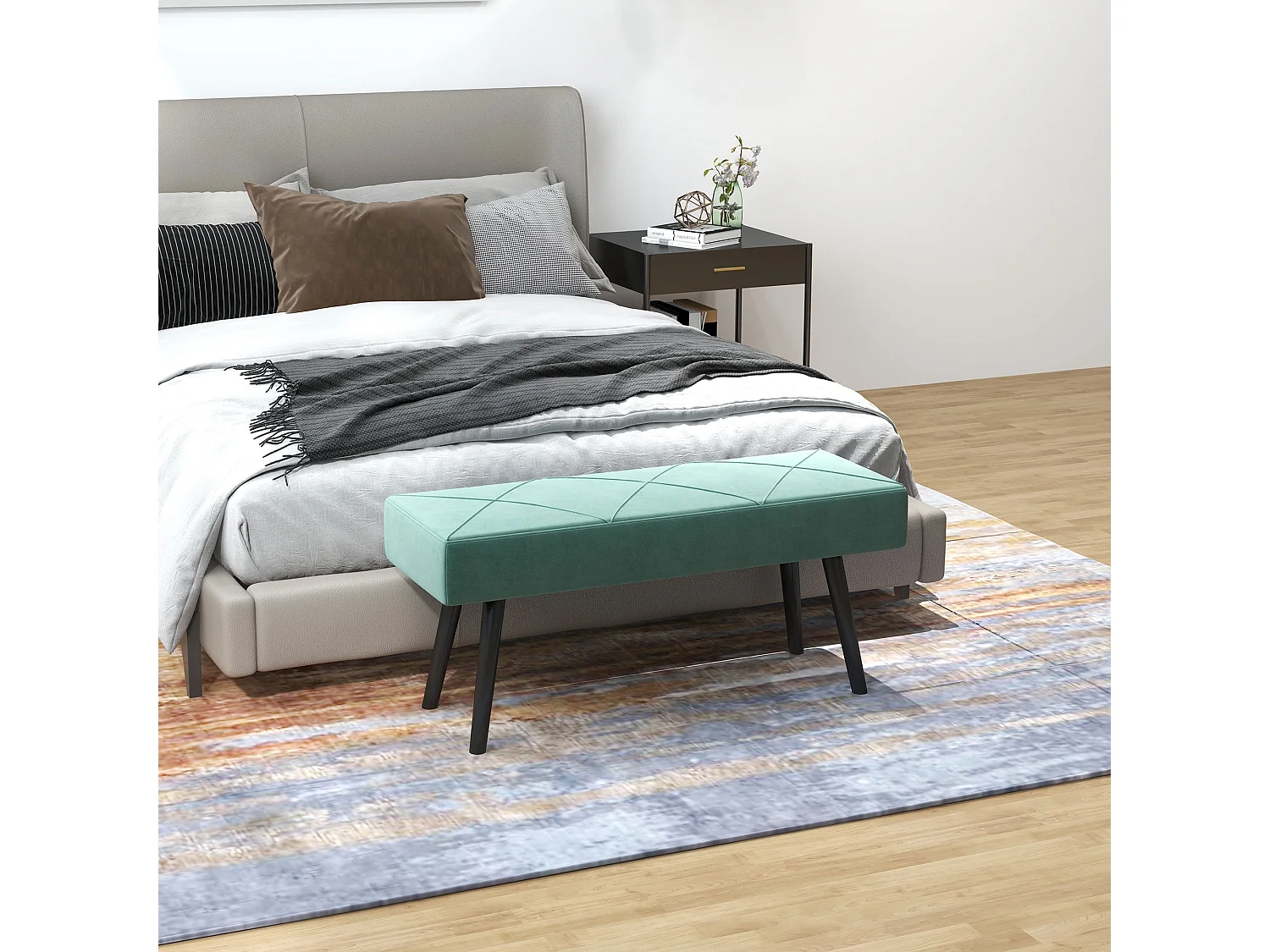 Banco de cama verde 100x36x45 cm HOMCOM