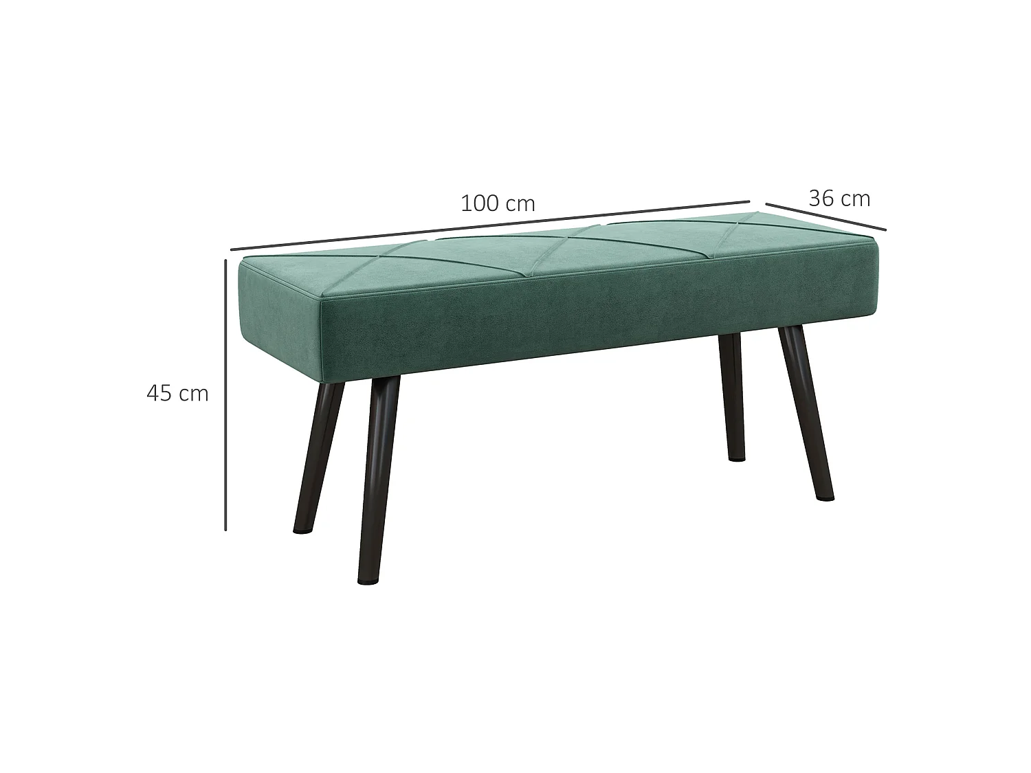 Banco de cama verde 100x36x45 cm HOMCOM