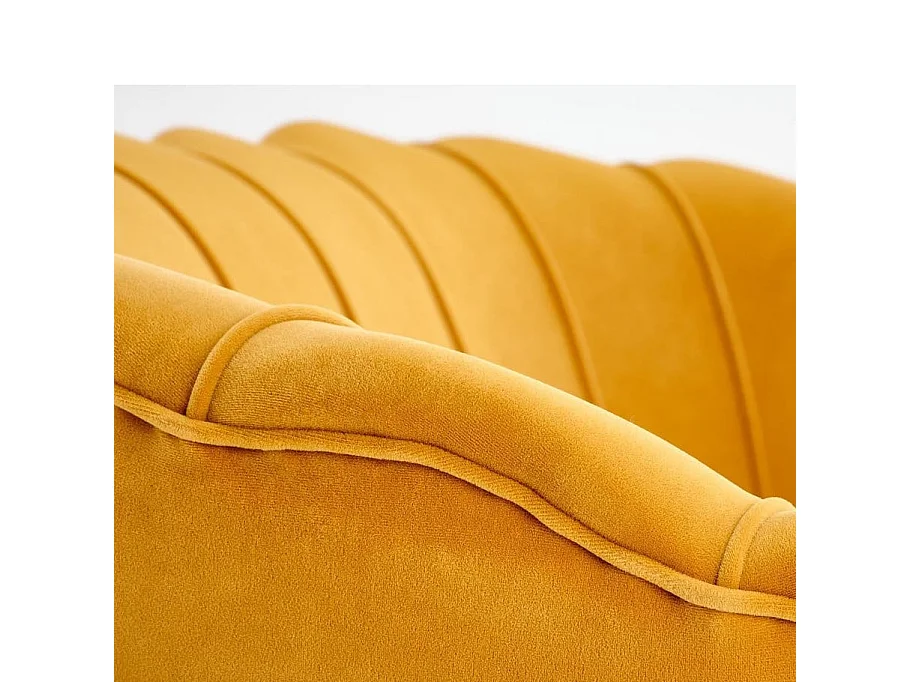 Canapé coquillage en velours jaune moutarde avec pieds noirs en métal CAPRICA 2 XL