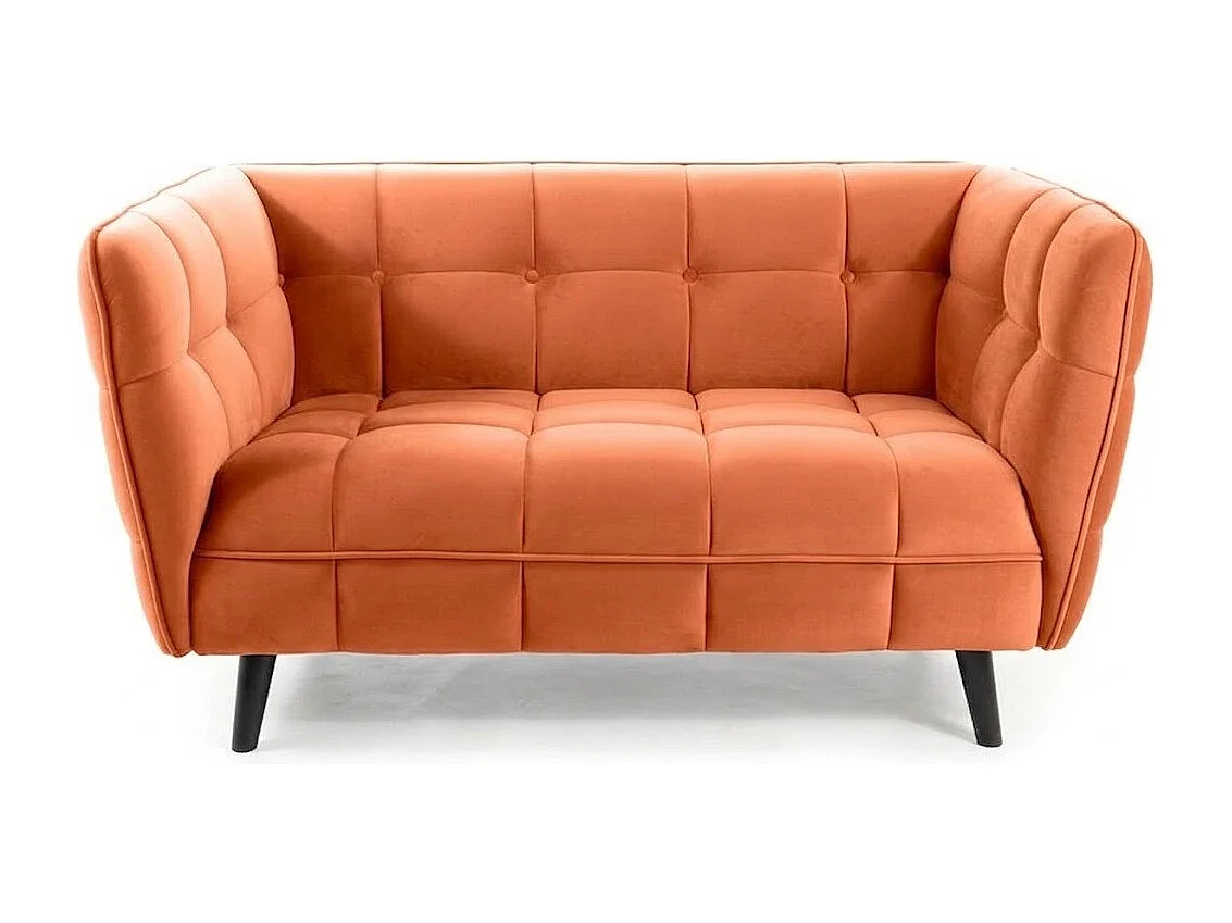 Sofá de diseño de 2 plazas en terciopelo canela con tapicería Compi
