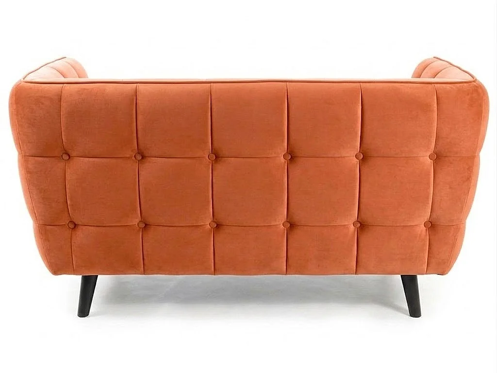 Sofá de diseño de 2 plazas en terciopelo canela con tapicería Compi