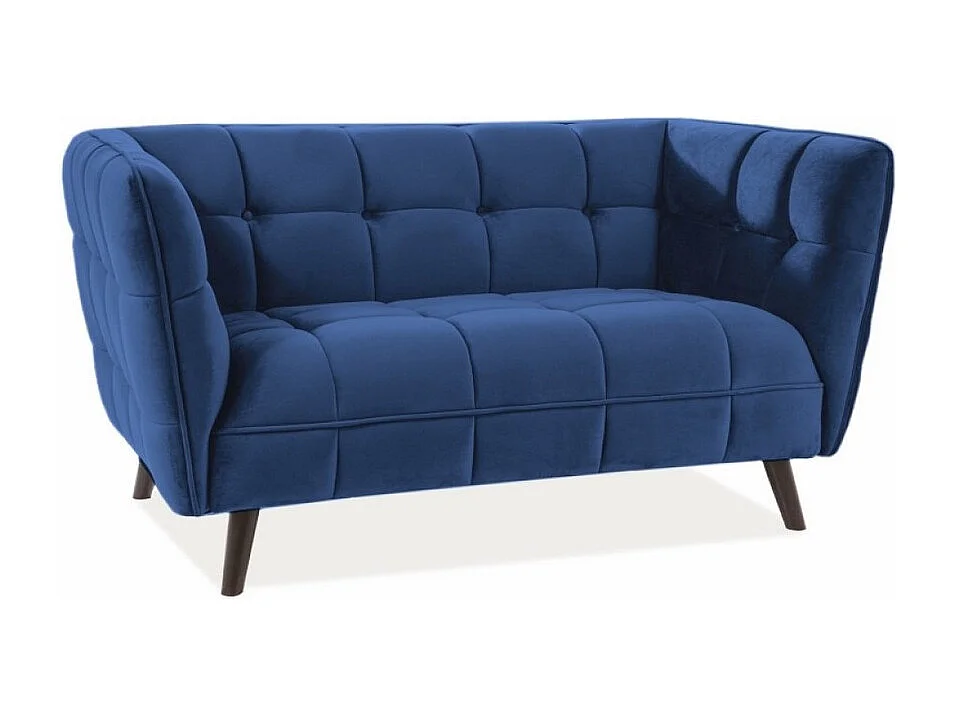 Sofá de 2 plazas con tapicería de terciopelo azul Compi