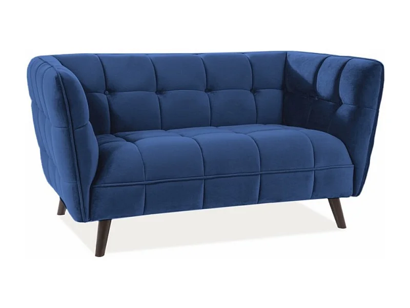 Divano a 2 posti con rivestimento in velluto blu Compi
