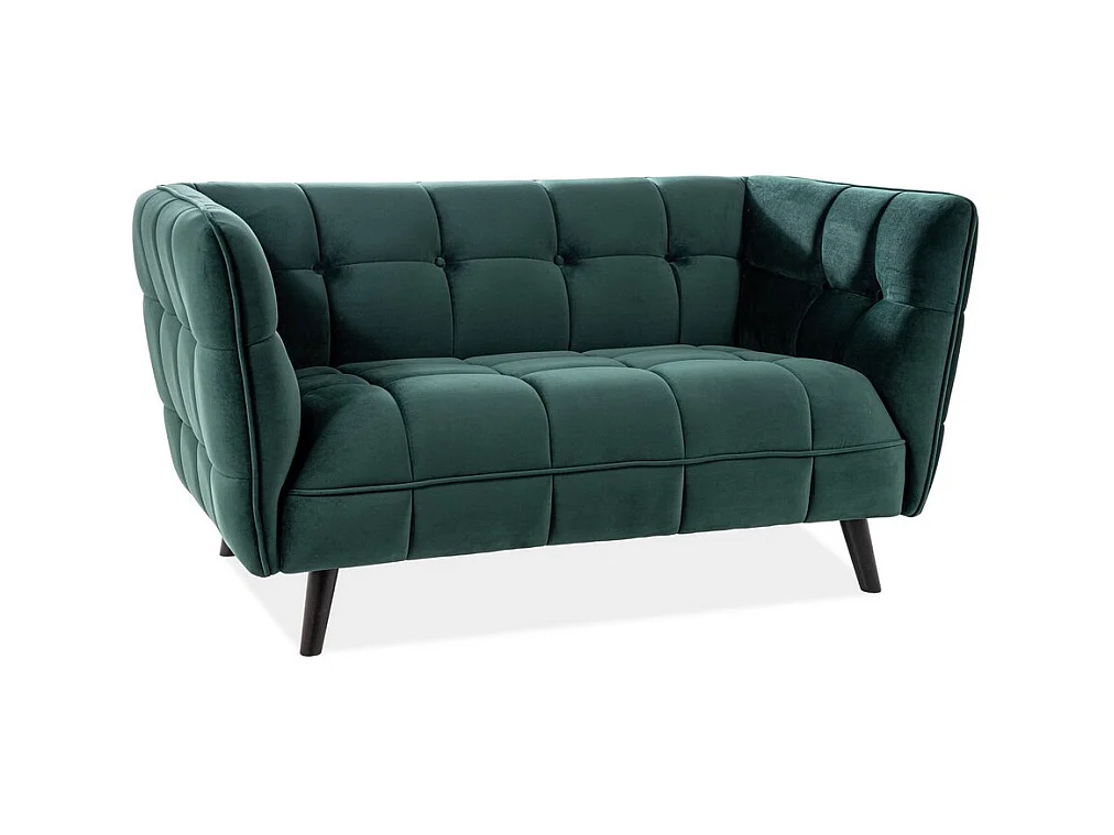 Canapé capitonné 2 places design velours vert Compi