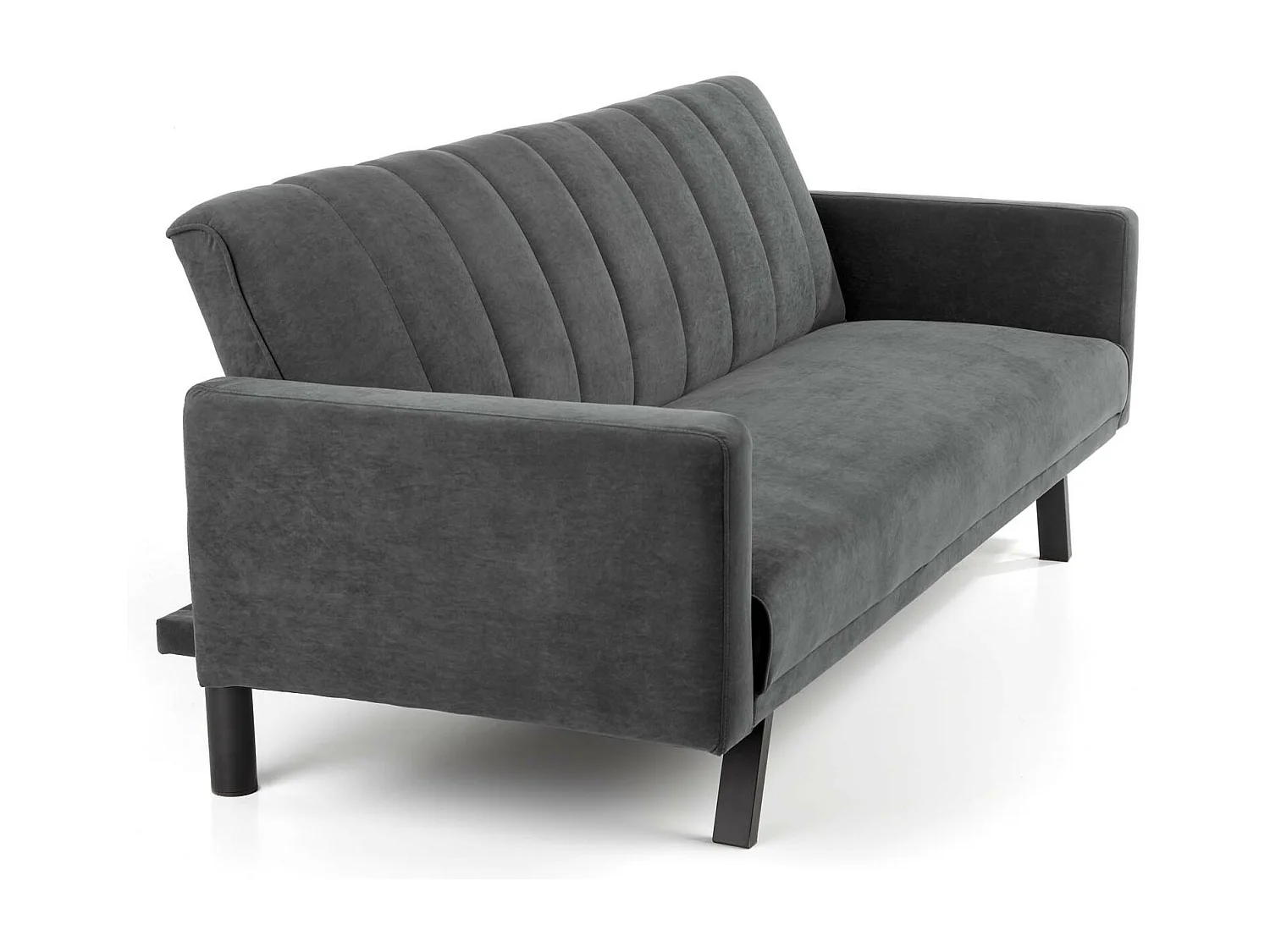 Canapé convertible en velours gris avec pieds en métal IBIS