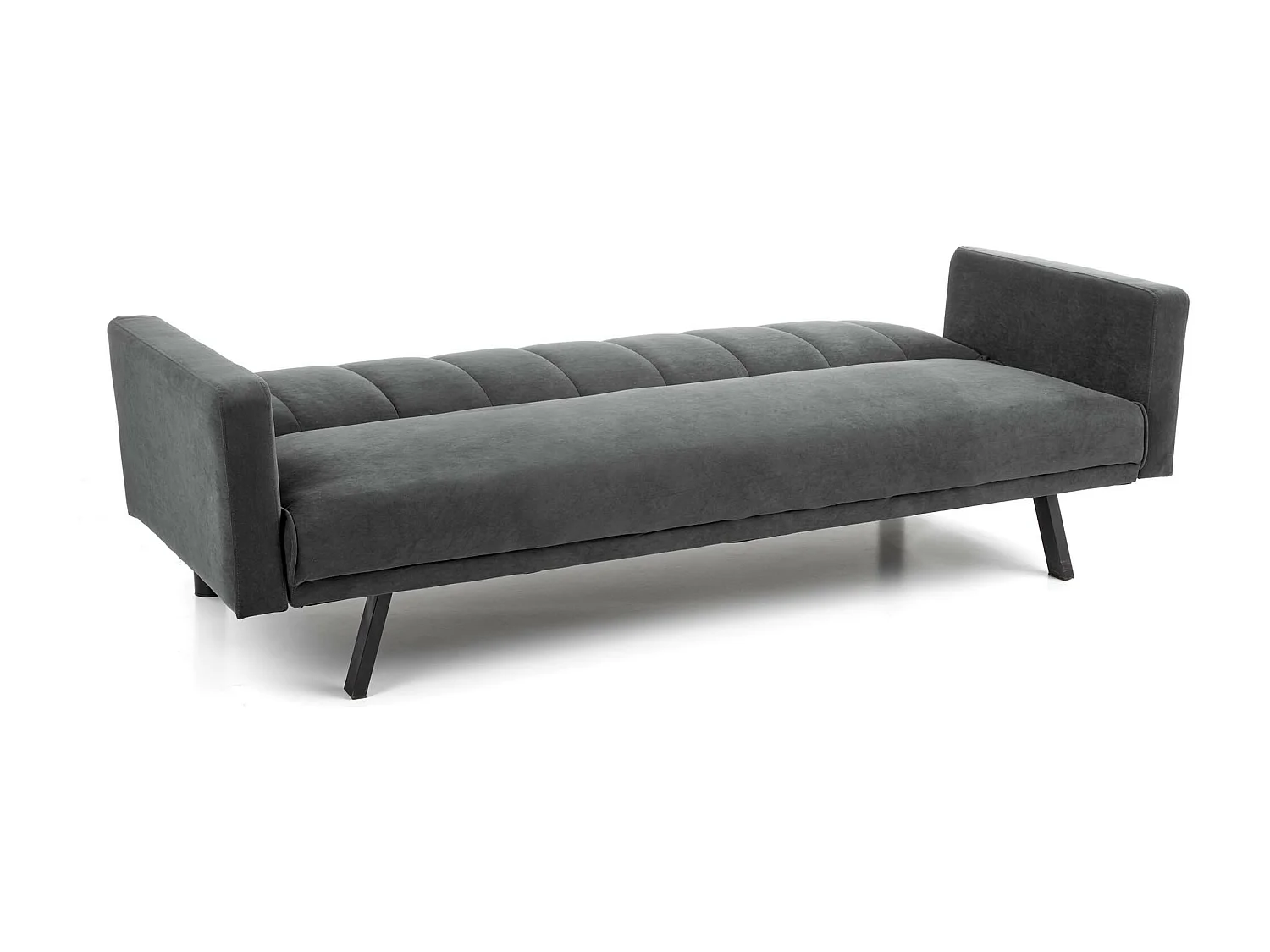 Canapé convertible en velours gris avec pieds en métal IBIS