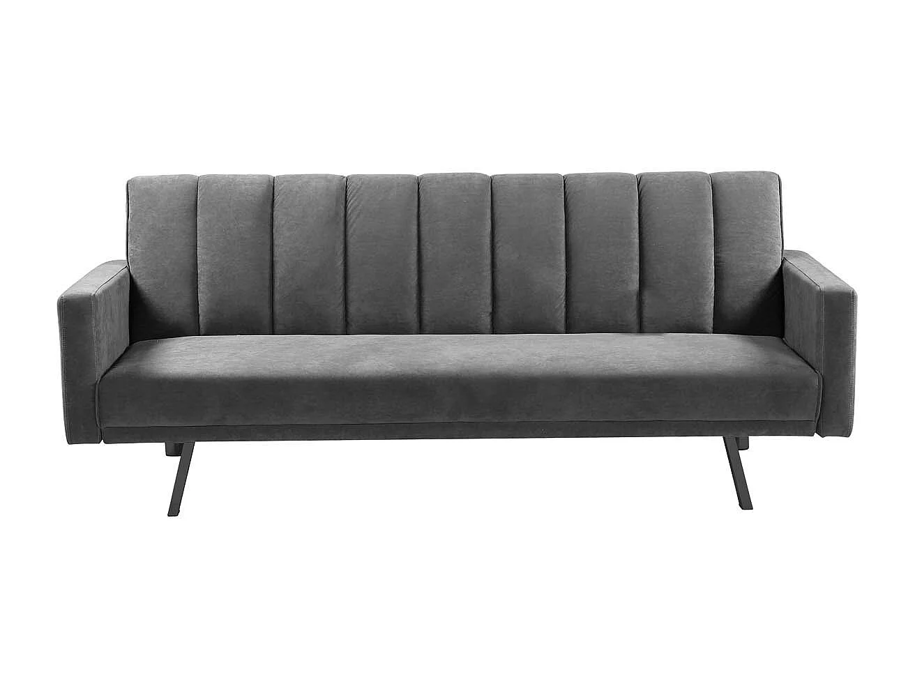 Divano letto in velluto grigio con gambe in metallo IBIS