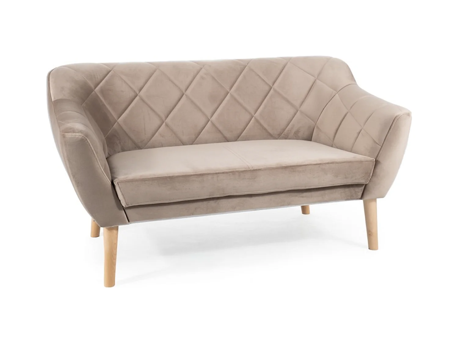 Canapé design velours beige & hêtre Blink