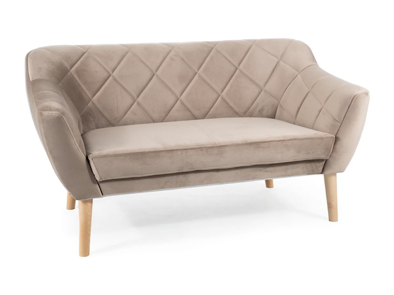 Canapé design velours beige & hêtre Blink