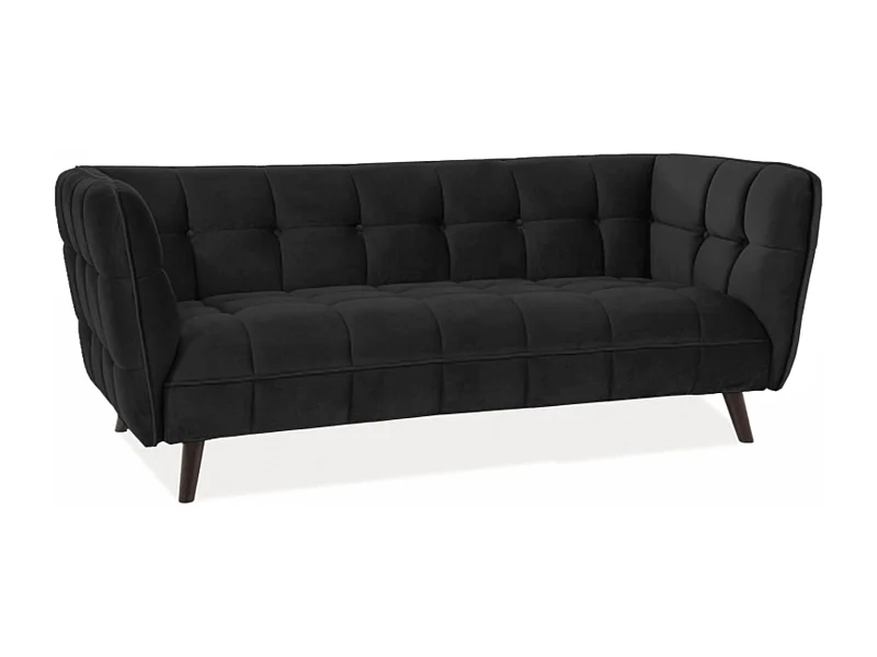 Canapé 3 places design velours noir Compi