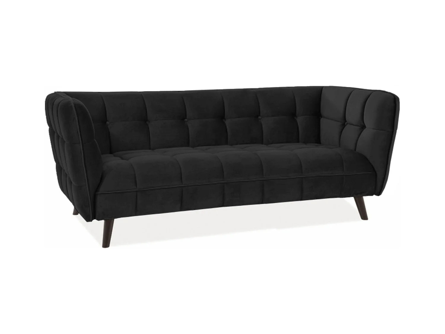 Canapé 3 places design velours noir Compi