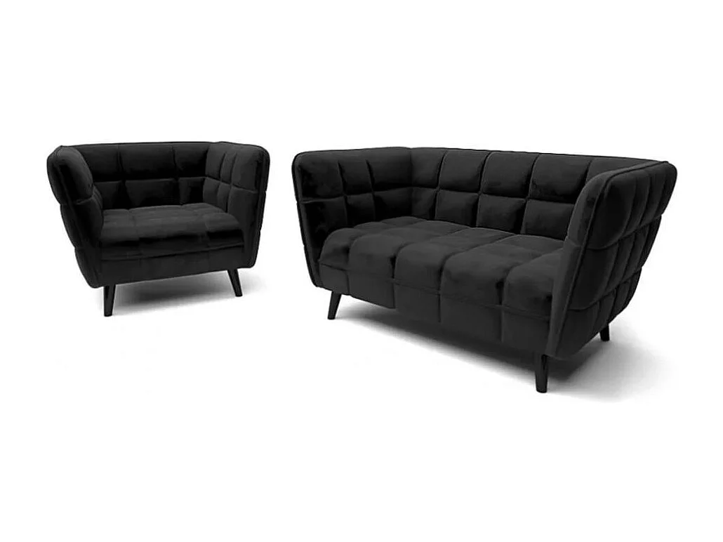 Divano design a 3 posti in velluto nero Compi