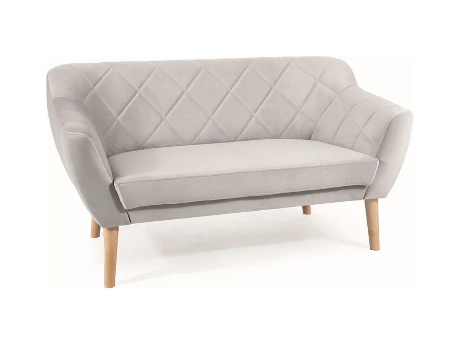Canapé design velours gris clair & hêtre Blink