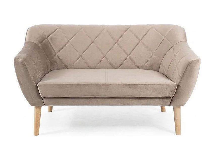Canapé design velours gris clair & hêtre Blink