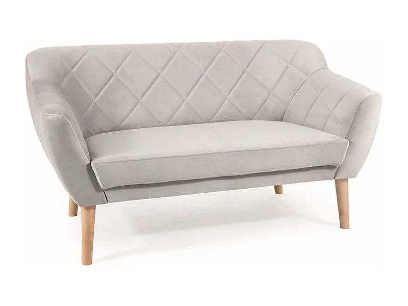 Canapé design velours gris clair & hêtre Blink