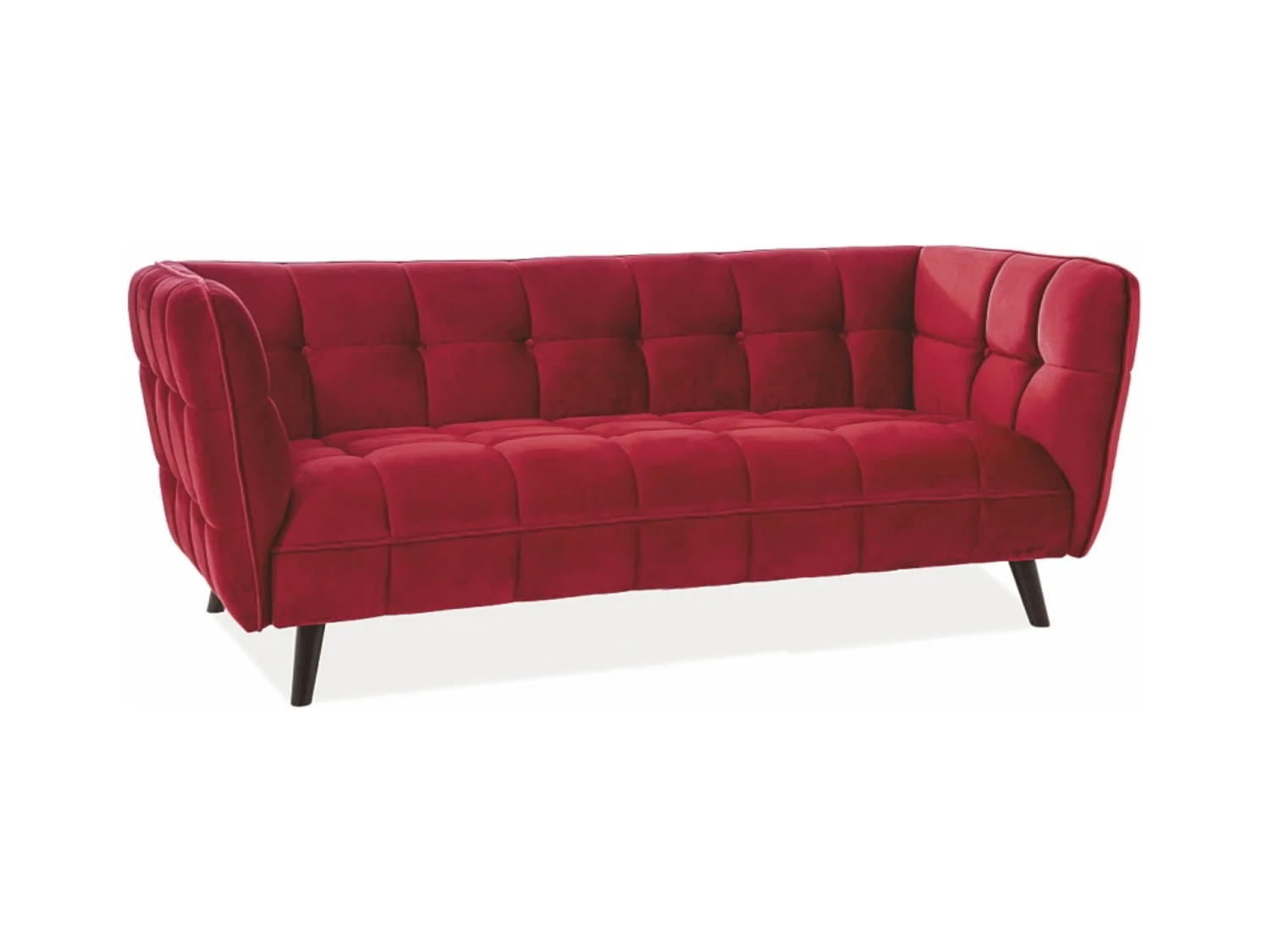 Canapé 3 places design velours rouge Compi