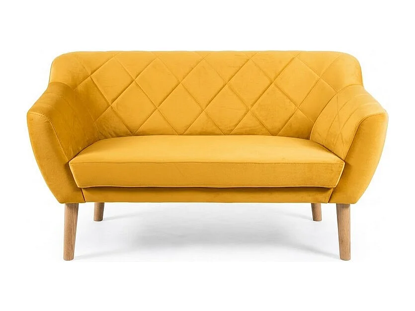 Divano design Blink in velluto giallo e faggio